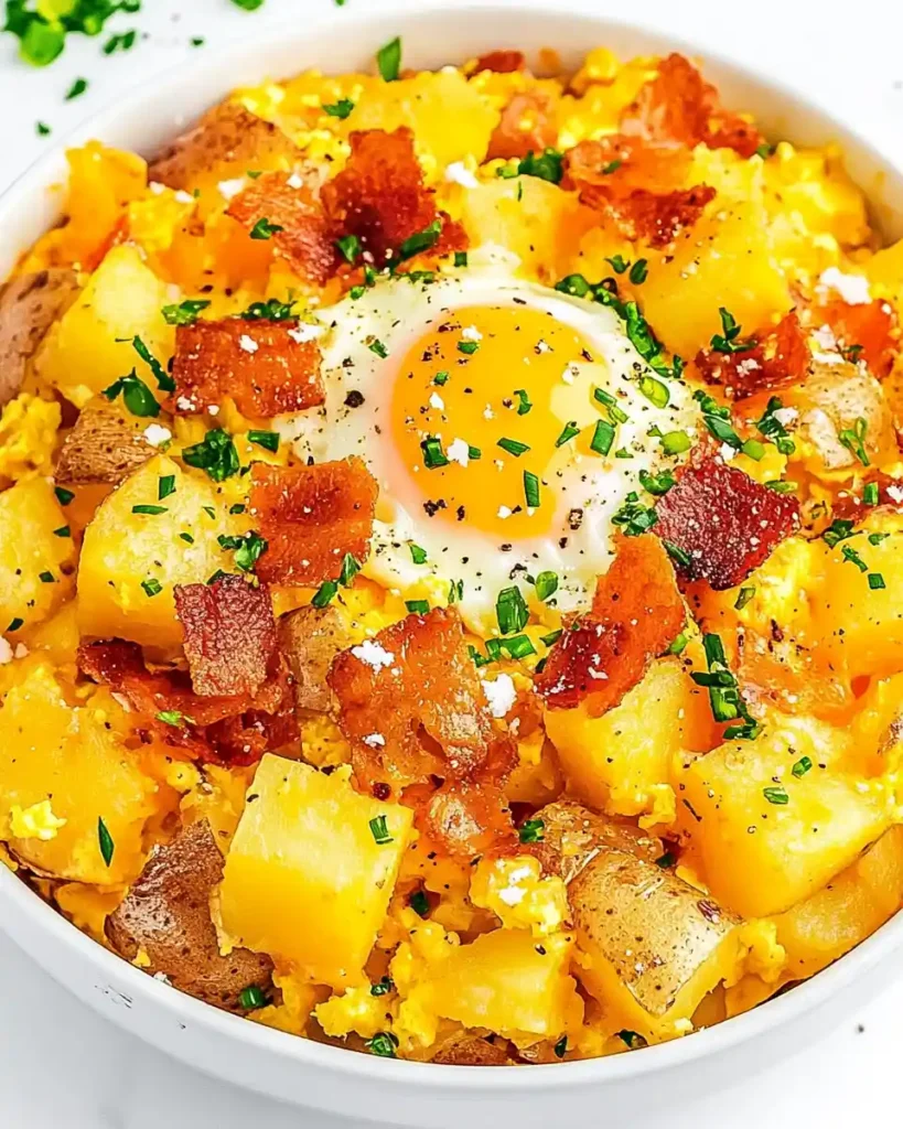 Cheesy Potato Egg Scramble