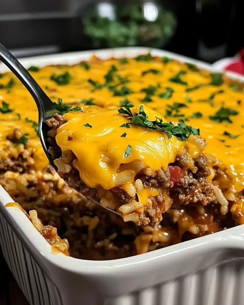 Best Cheesy Ground Beef and Rice Casserole