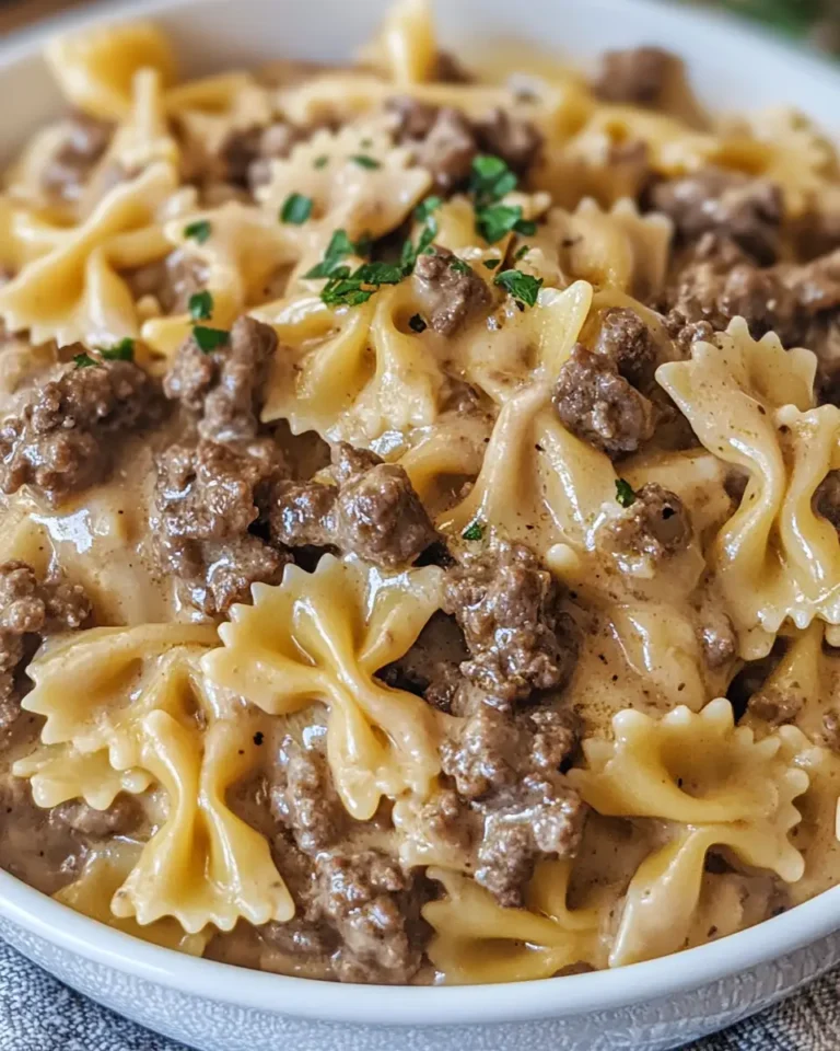Creamy Beef and Bowtie Pasta