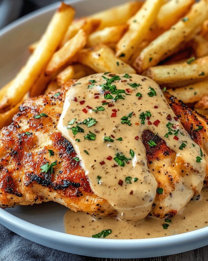 Creamy Mustard Chicken with Crispy French Fries