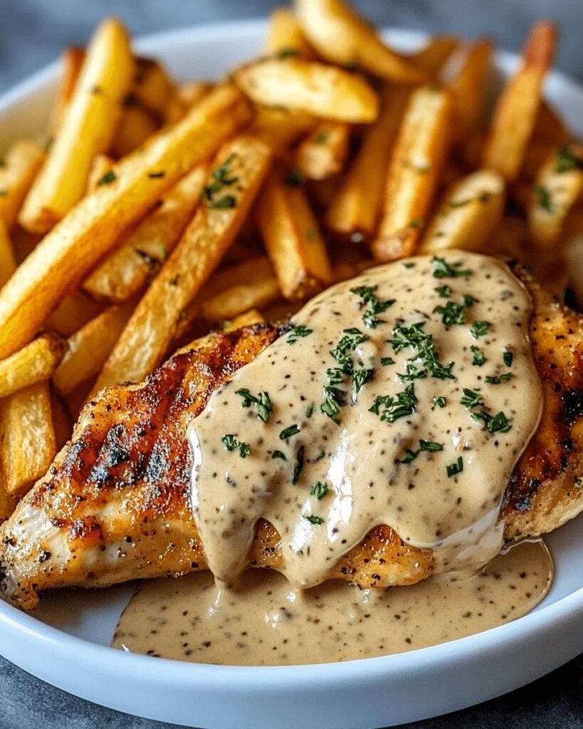 Creamy Mustard Chicken with Crispy French Fries