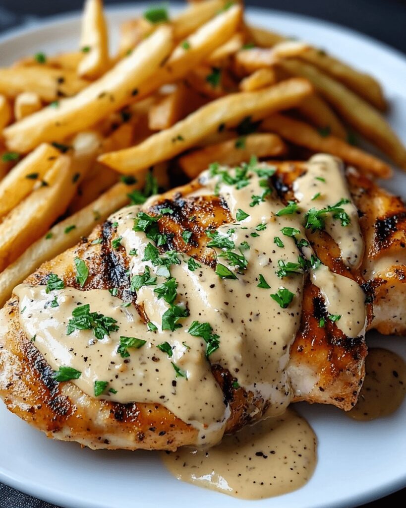Creamy Mustard Chicken with Crispy French Fries