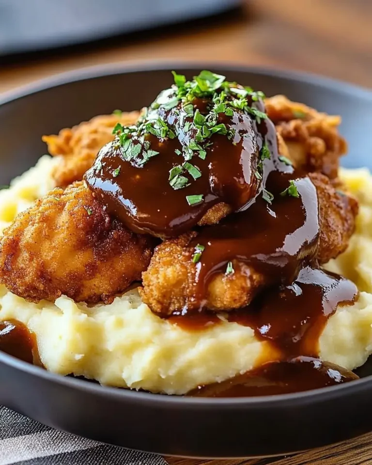 Crispy Chicken with BBQ Sauce And Mashed Potatoes
