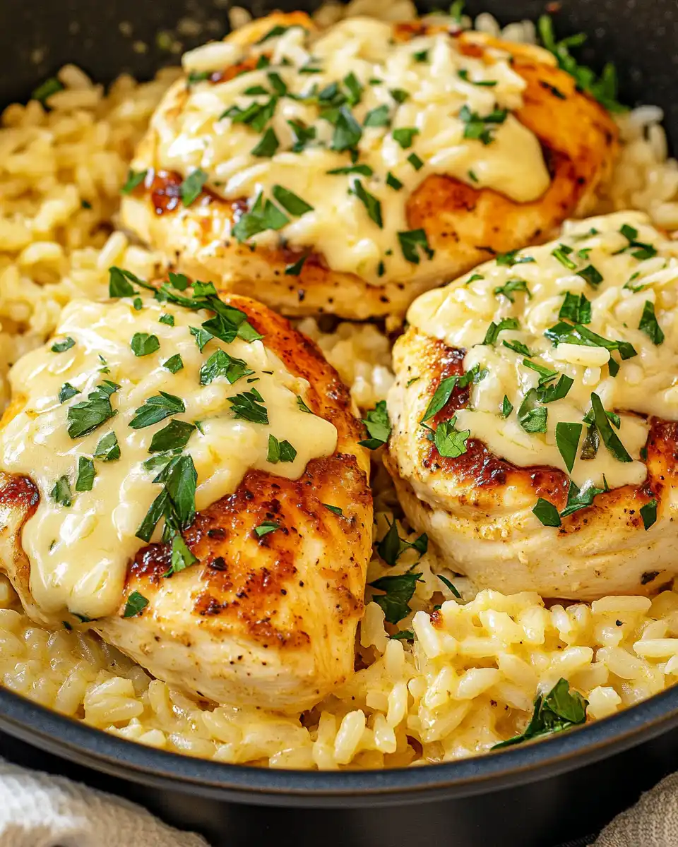One Pan Creamy Parmesan Chicken and Rice