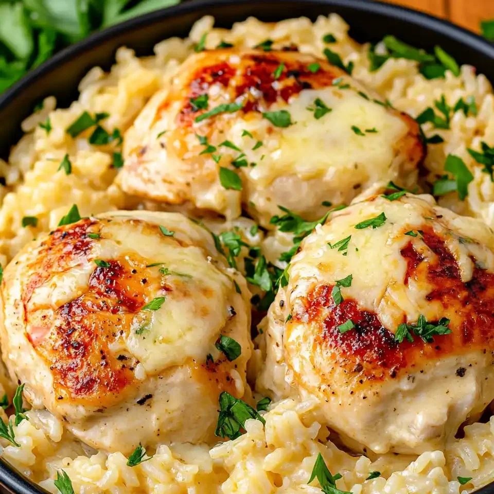 One Pan Creamy Parmesan Chicken and Rice
