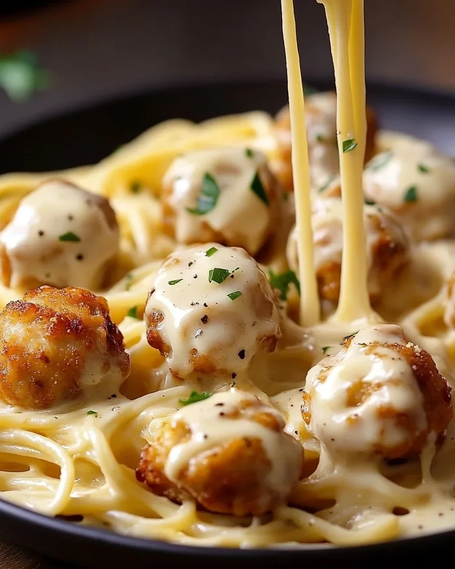 homemade Garlic Butter Chicken Bites with Creamy Parmesan Pasta