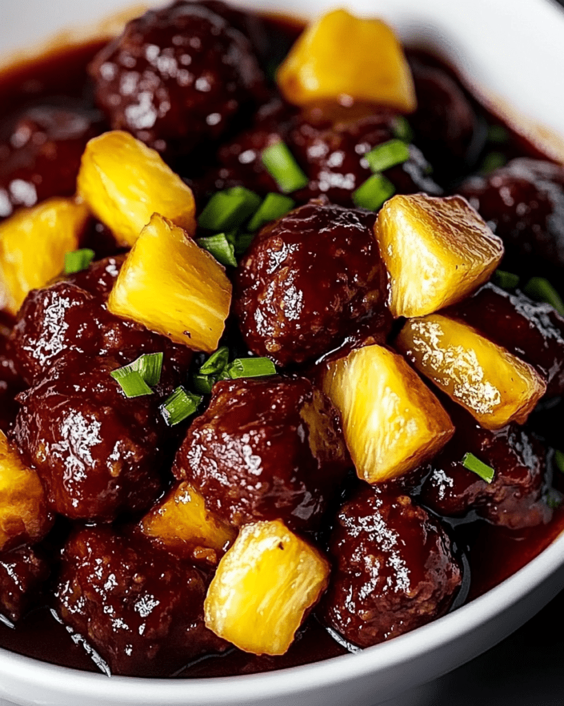 Slow Cooker Meatball Pineapple Smokies