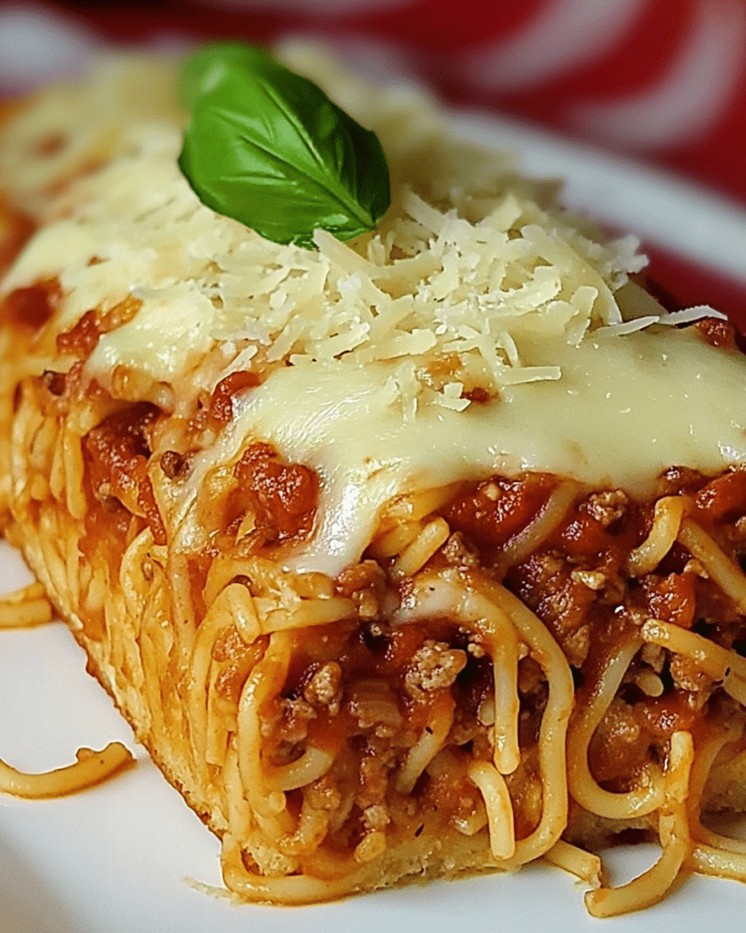 Spaghetti Stuffed Garlic Bread